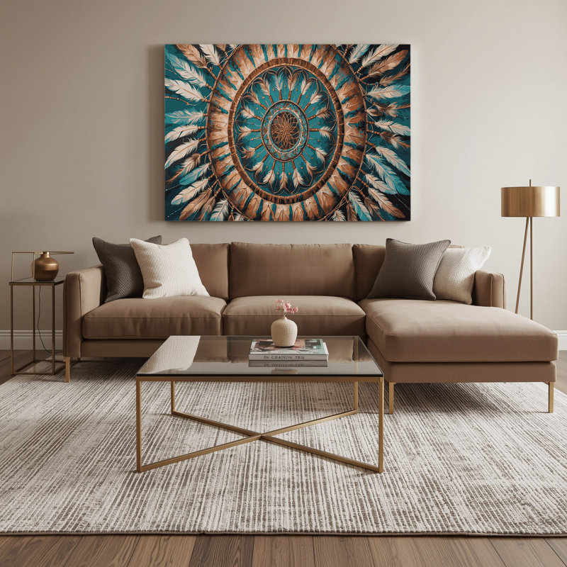 «Thanksgiving Native American motifs», art mural sur toile brune, H 12 po x l 18 po