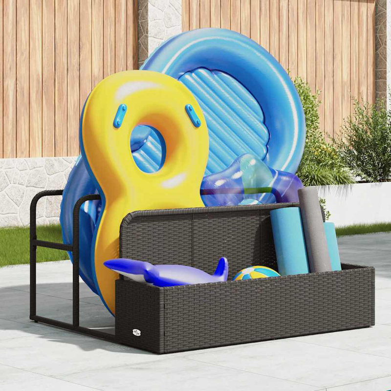Poolside Float Storage 110X100x57 Cm Poly Rattan, Black