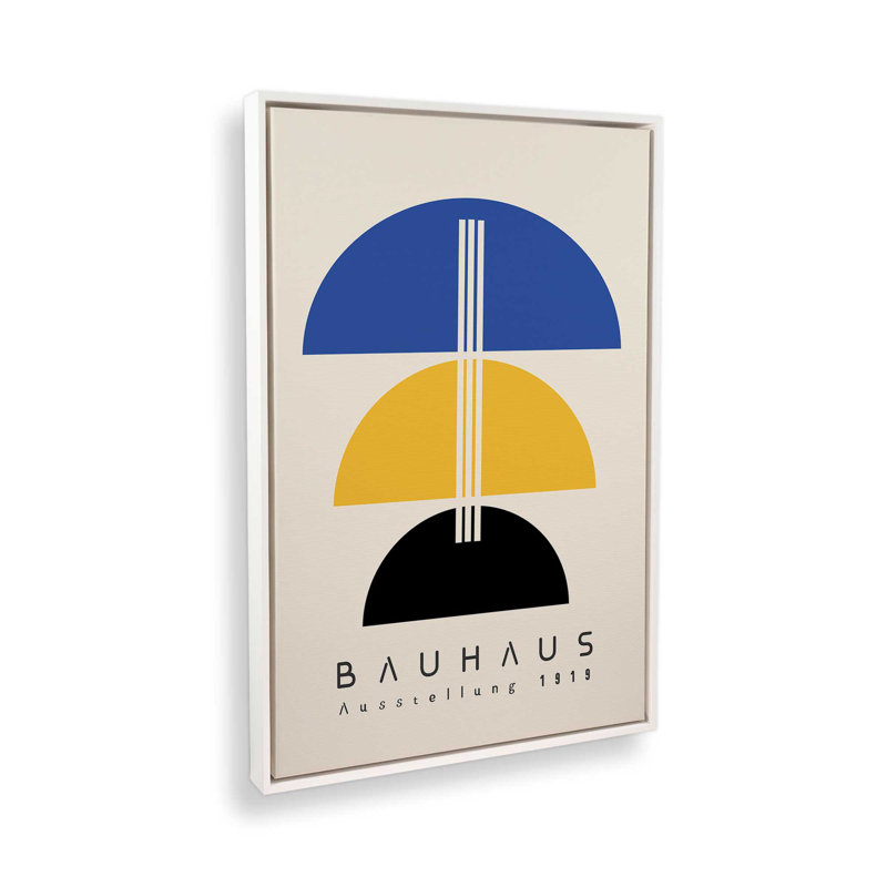Balancing Bauhaus Canvas Print in a Frame, 36.75" H x 24.75" W, Opaque White