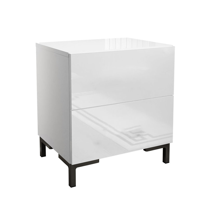 Engelhard 2 Drawer Bedside Table, Black