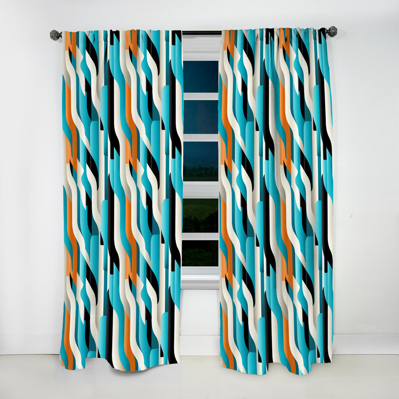 Rideau obscurcissant rayé bleu et blanc, L 52 po x L 120 po