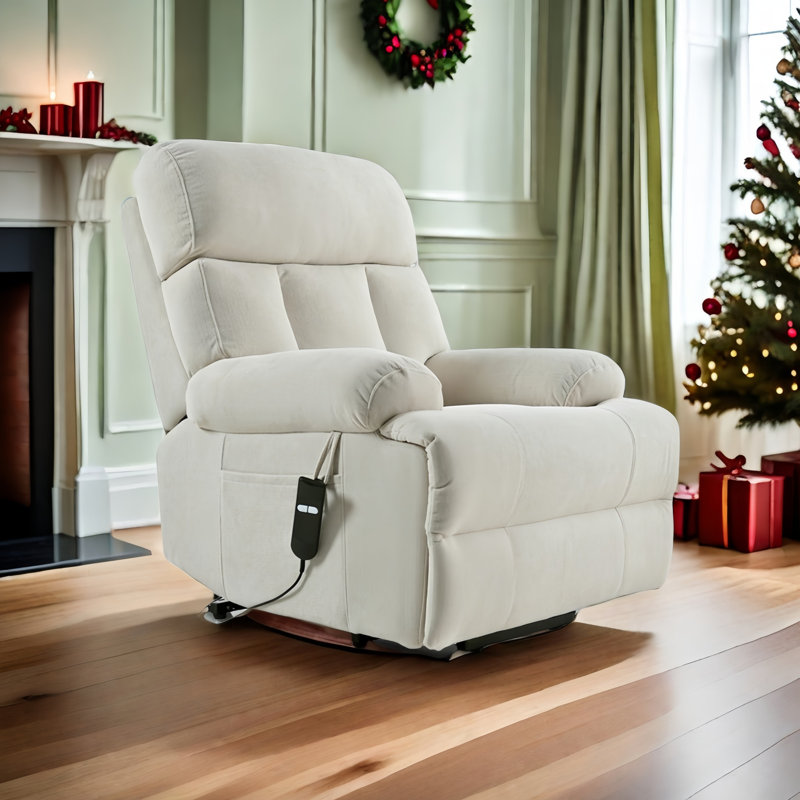 Larson Oversized Ultra-soft Velvet Power Lift Recliner Chair With Remote Control, Adjustable Backrest & Side Pocket