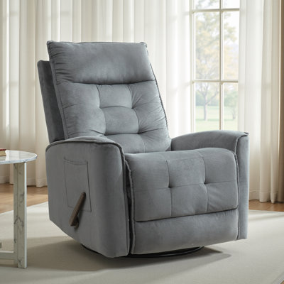 Ultra-Soft Velvet Recliner Manual Swivel Rocker Recliner For Adults,Small Recliners For Small Spaces by Mercer41