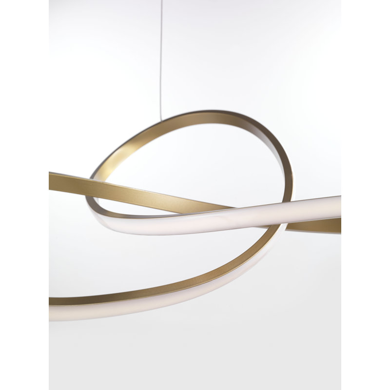 1 - Light LED Waggon Wheel Pendant, Brushed Gold