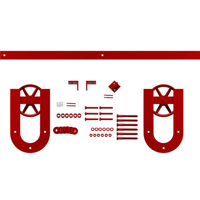 Ensemble de quincaillerie de porte de grange simple standard Premium Wagon Wheel Horseshoe