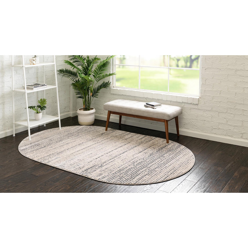 Tapis contemporain Araceli couleur océan, Ovale 5 pi x 8 pi