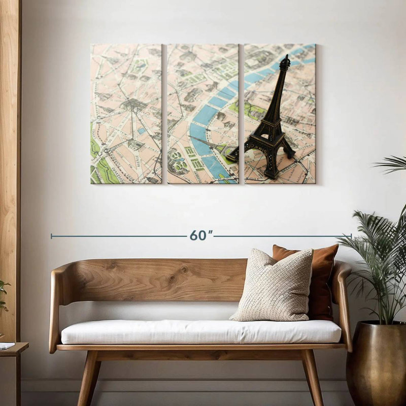 Aliaz Eiffel Tower Paris Map, 28" H x 45" W