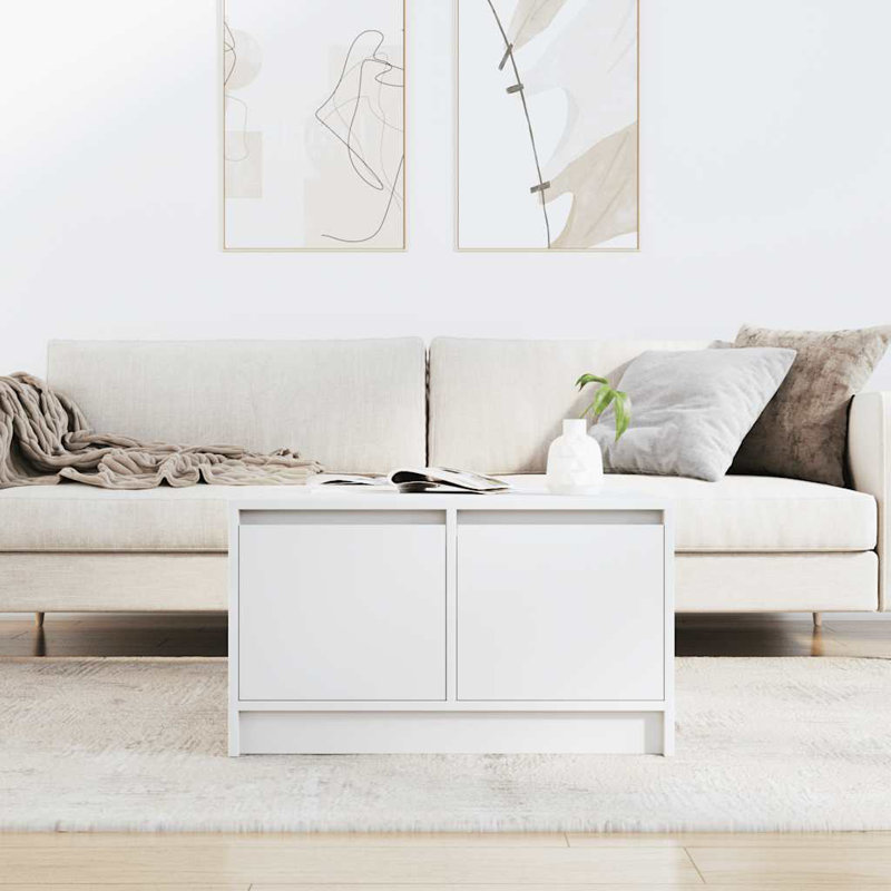 Coffee Table with Storage, 40" H x 70.5" L x 70" W, White