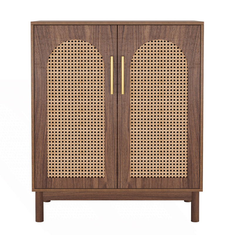 Set Of 2 Rattan Sideboard Buffet Cabinet