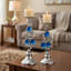 Ensemble de deux porte-bougies pilier de table bling argent et bleu