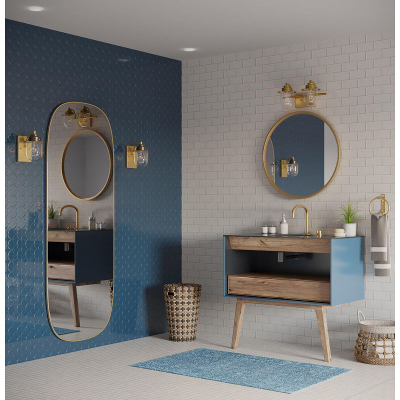 Éclairage pour meuble-lavabo à 2 lumières à intensité variable Vanya, Laiton rétro