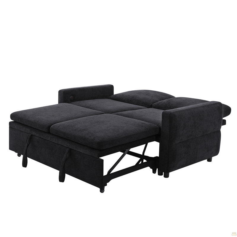 Canapé-lit convertible 62,75 po, Noir