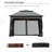 11' X Pop Up Canopy Gazebo, Outdoor Patio Shelter With Detachable Zipper Net. Instant Tent For Backyard, Garden. Dark Grey. 114 Sq Ft Shade, Carry Bag Included Zippered Removable Netting. Garden, Sq.