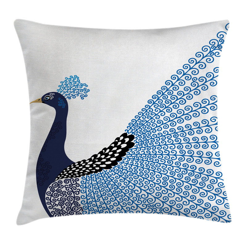 Exotic Peacock Feather Cushion Pillow Cover, 18" x 18"