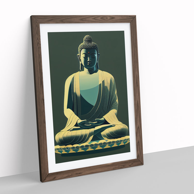 Paradise with Buddha - Framed Print, 64cm H x 46cm W x 2cm D, Walnut Framed