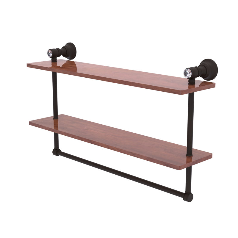 Étagère murale double en cristal Freyja, H 5,6 po x l 22 po x P 12,8 po, Bronze huilé