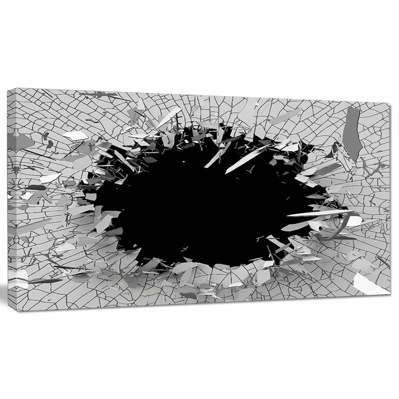 " Abstract Broken Wall 3D Design ", 16" H x 32" W x 1" D