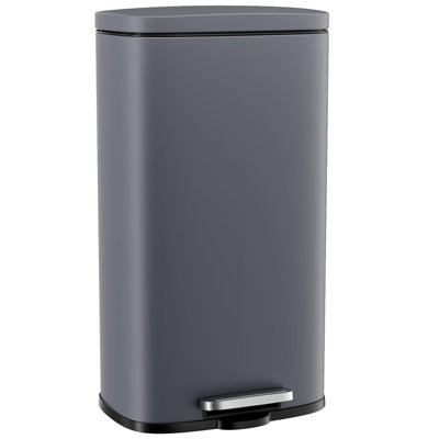 Step Trash Can, Stainless Steel Garbage Bin, Soft-Close Rubbish Bin with Removable Plastic Inner Bucket, Fingerprint-Proof, Lid Dustbin, Suit for Kitchen Home