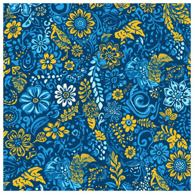 Toile tendue à motif floral bleu en plusieurs tailles