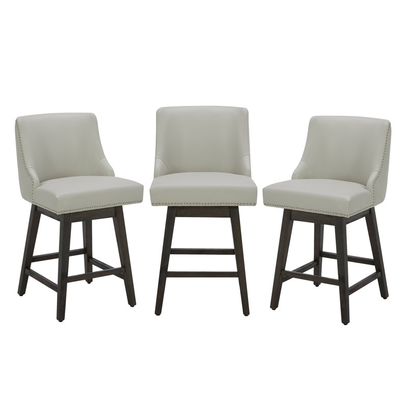 Arvelle Swivel Upholstered Faux Leather Counter Stool, Ivory