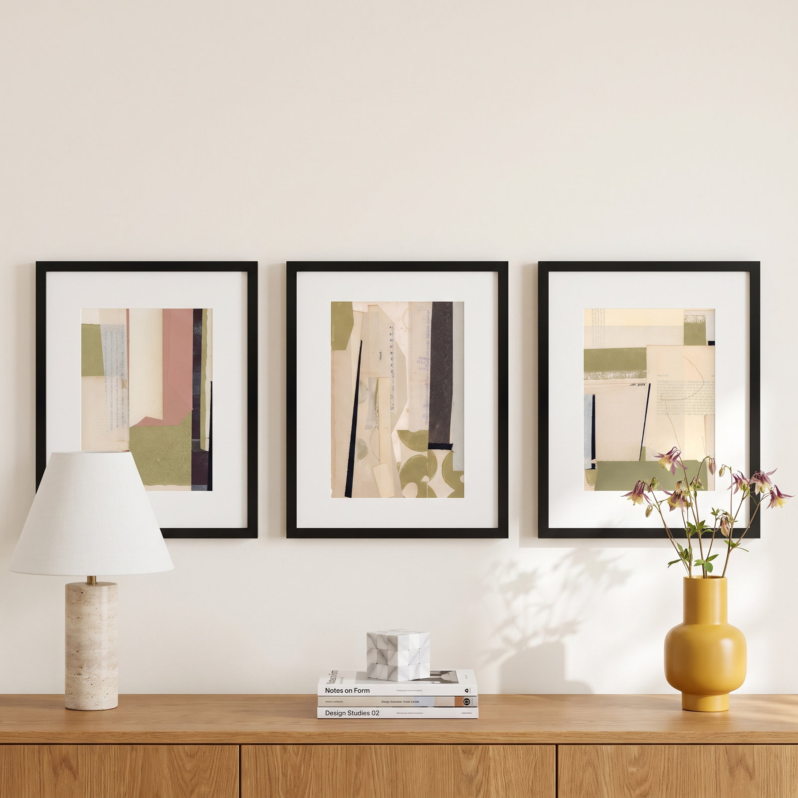 Again in Green 3-Piece Print Set, 20" H x 16" W, Black