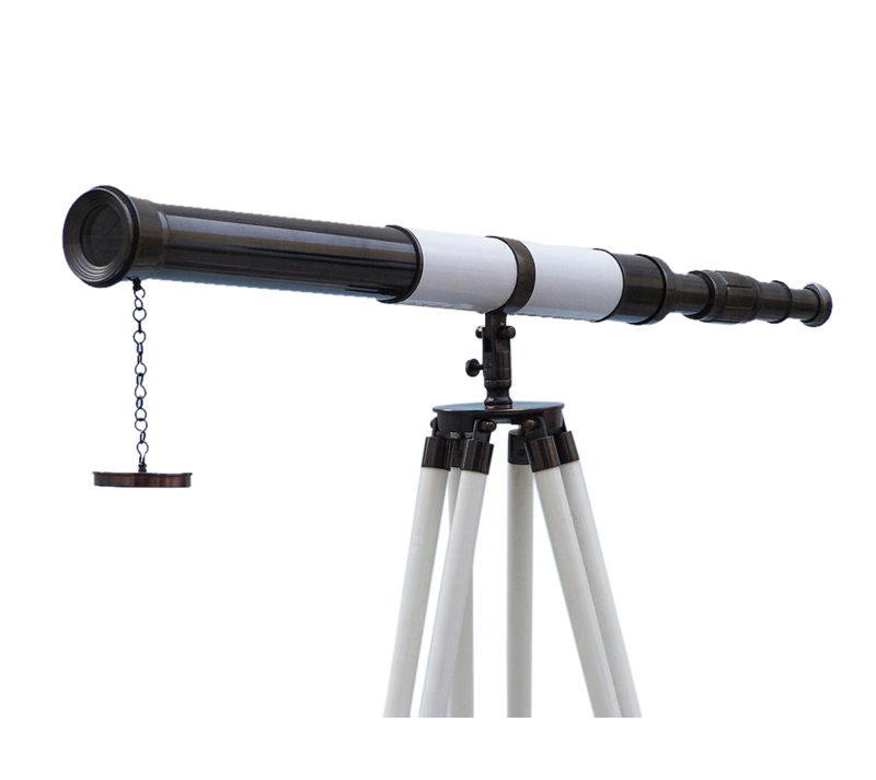 Admiral's Entertainment Decorative Telescope, Oil Rubbed Bronze/White Leather