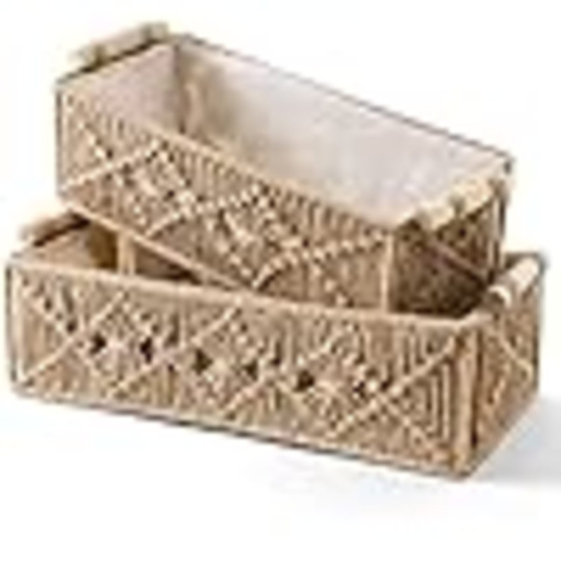 Ensemble de 2 paniers de rangement Macrame Boho Decor Box