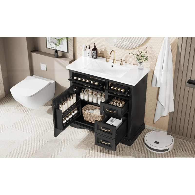 Meuble-lavabo 36 po avec lavabo, Noir