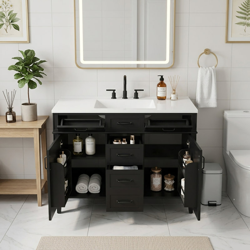 Bathroom Vanity with Top, Black