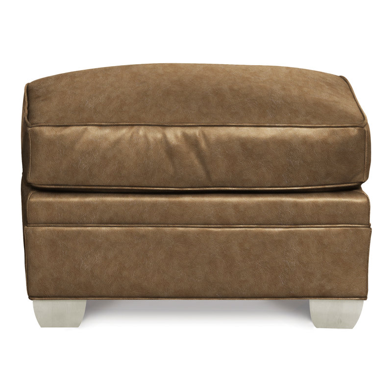 Hillcrest 28" Ottoman, Distinct Shroom  Genuine Leather, Navajo