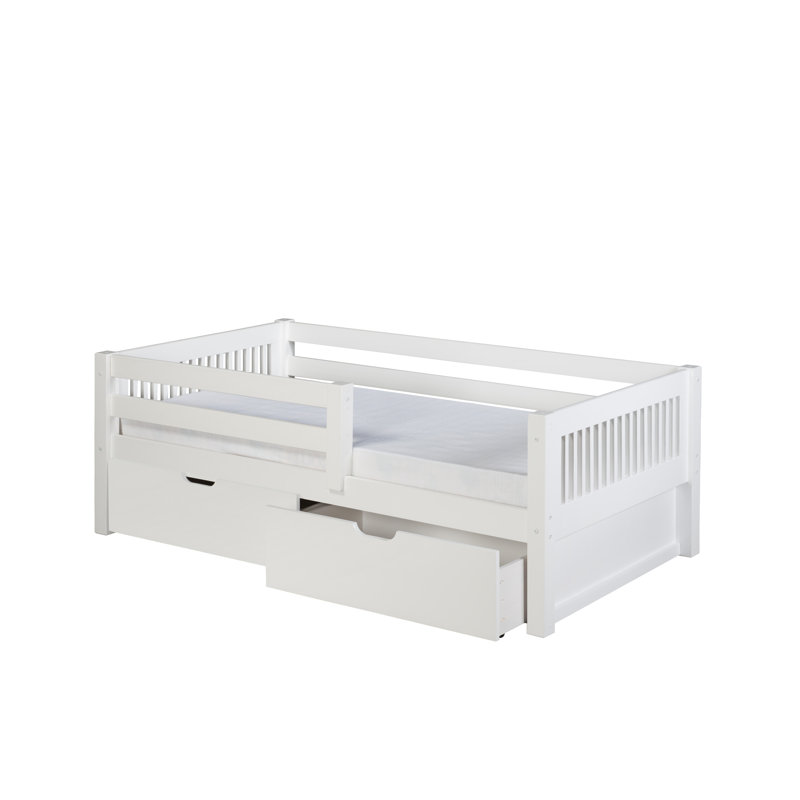 Lit simple avec tiroirs Friedemar, Blanc