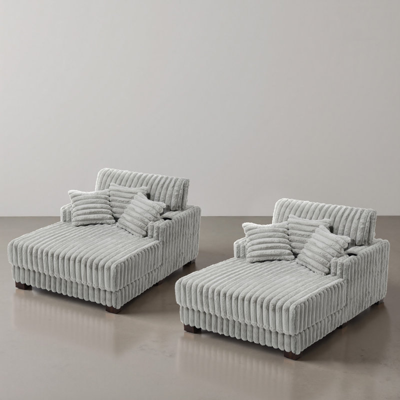 Upholstered Chaise Lounge, Light Grey