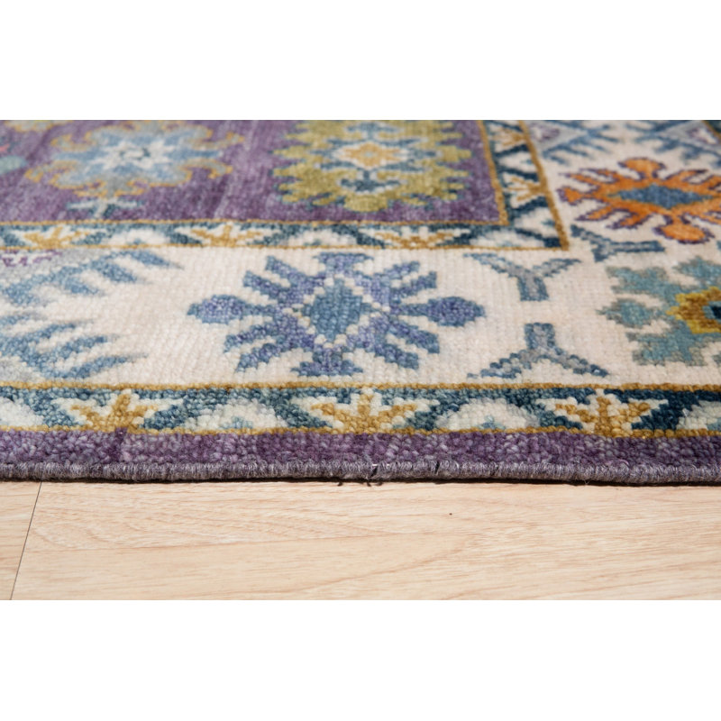 Purple Hand-Knotted Wool Floral Constellation Classic Traditional Modern Contemporary Carpet Rug, 10' x 14'