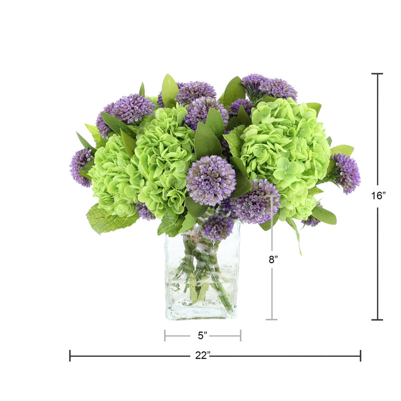 Real Touch Hydrangea and Dahlia Arrangement, Purple/Green