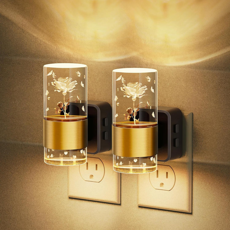 3D Laser Engraved Rose Night Light With Gold Ring, 3000K RGB Colours, And Dimming
