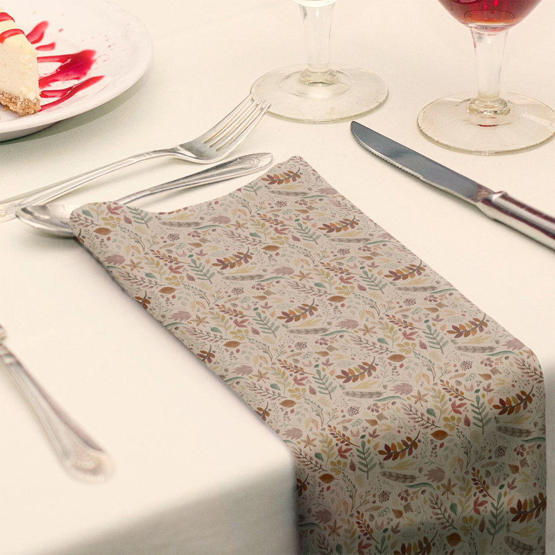 Floral Square Napkin, 10" x 10", Yellow/Brown/Green, Cotton
