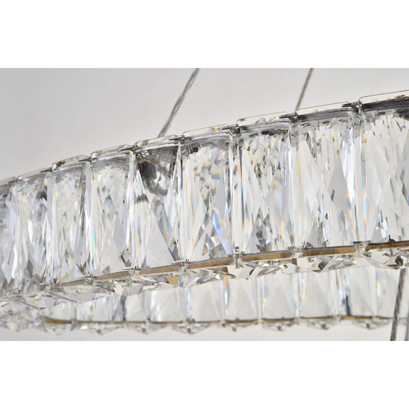 Lustre ovale en cristal 2 lumières Steveson, H 11,8 po x l 48 po x P 48 po, Or