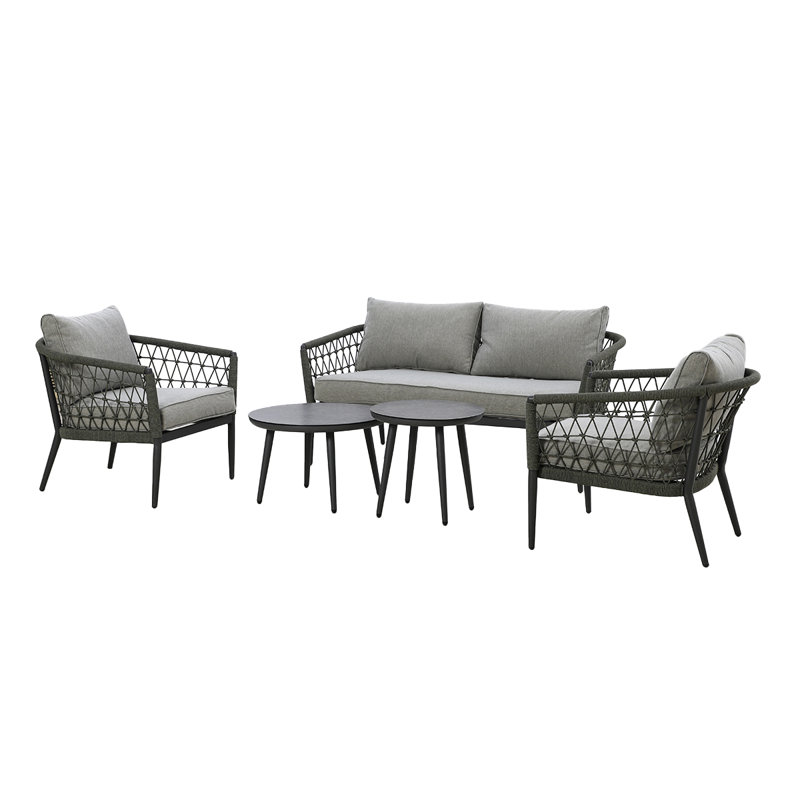 Monaco Wicker 5 - Person Garden Lounge Set with Cushions