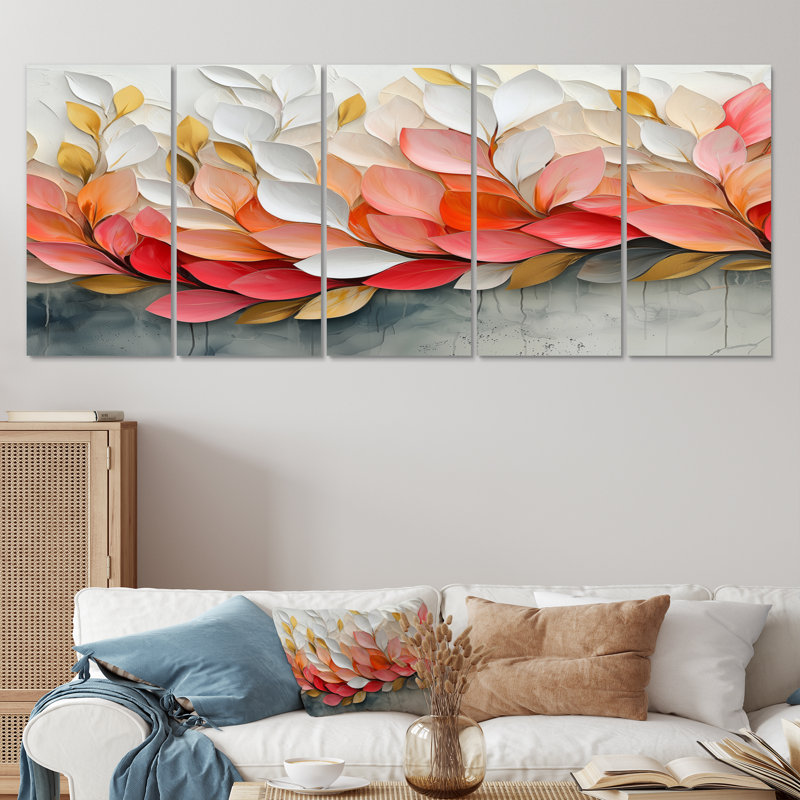 Velours rose nature pétale dans le vent - Art mural fleurs - Art mural moderne, H 28 po x l 60 po, 5