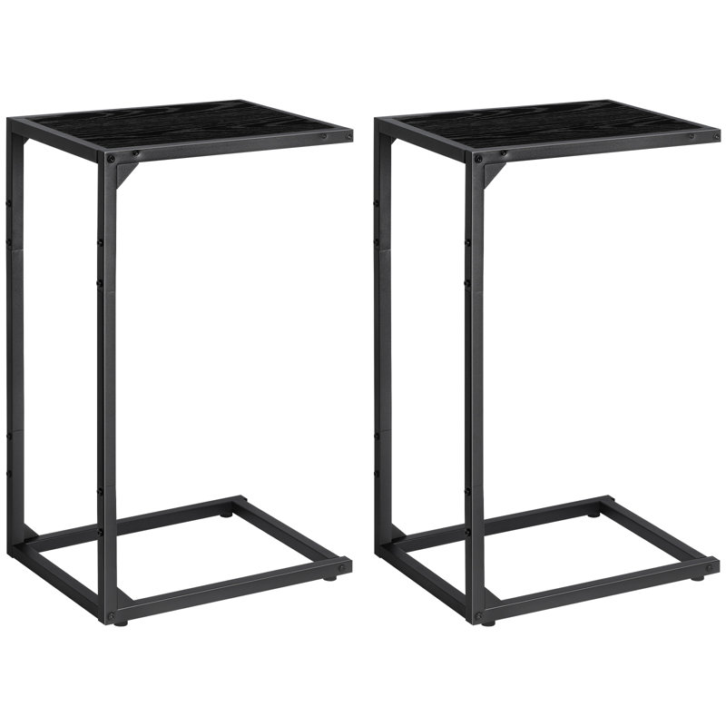2-Pack Black C-Shaped Side Table