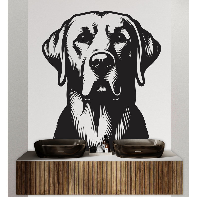 Adhésif décoratif chien Labrador, Gris, H 20 po x l 17 po