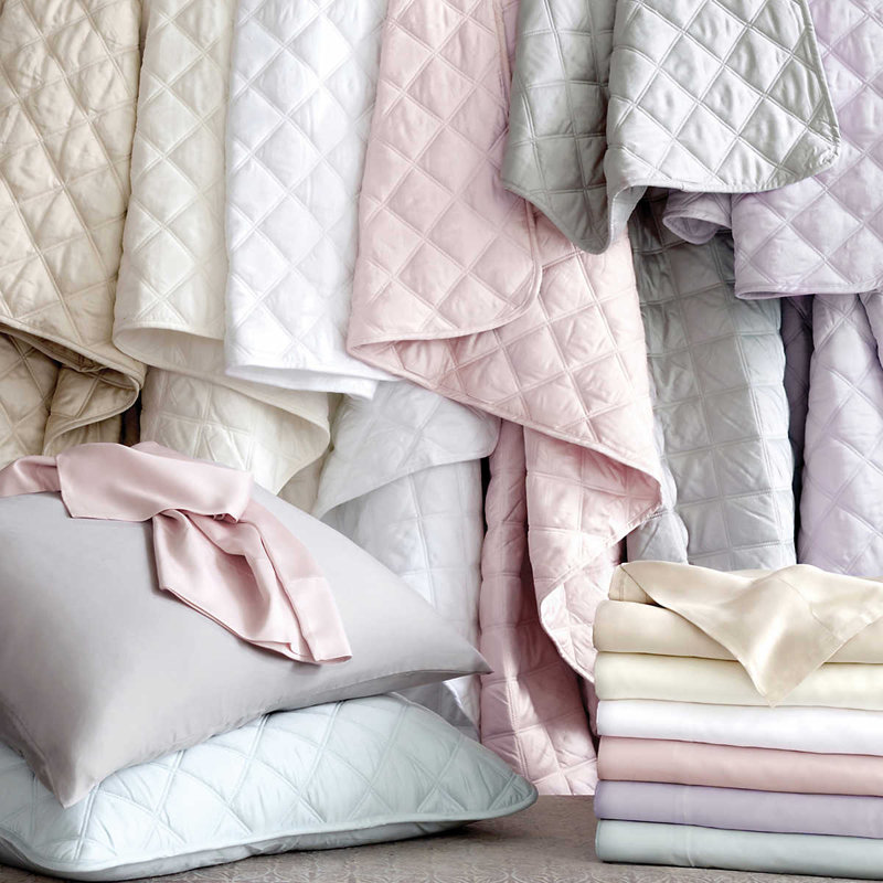 Quilted Silken Solid Coverlet, King Coverlet, White