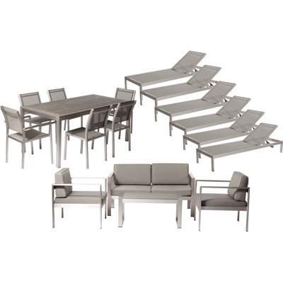 Ensemble de patio complet avec coussins 17 pièces Aynura