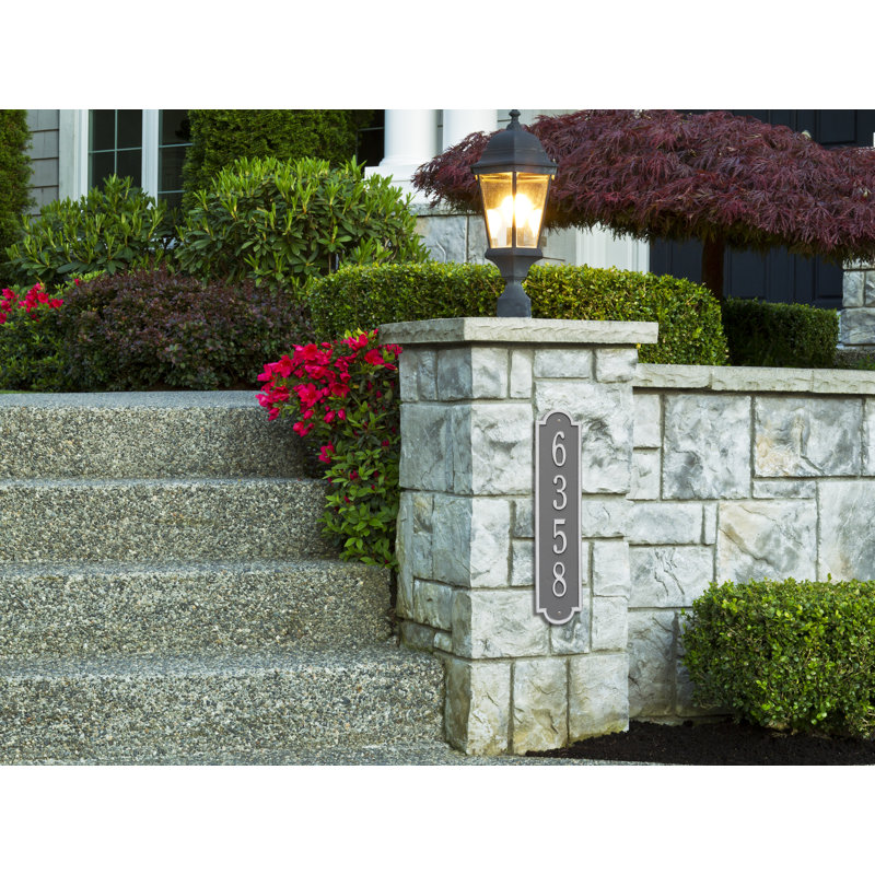 Richmond 1-Line Wall Address Plaque, Pewter/Silver, Yes