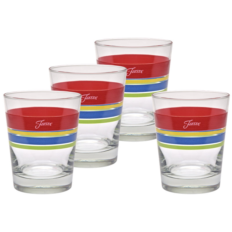 Ensemble de verres à whisky Fiesta® Edgeline 4pc, 15 oz., Vert / rose / bleu sarcelle