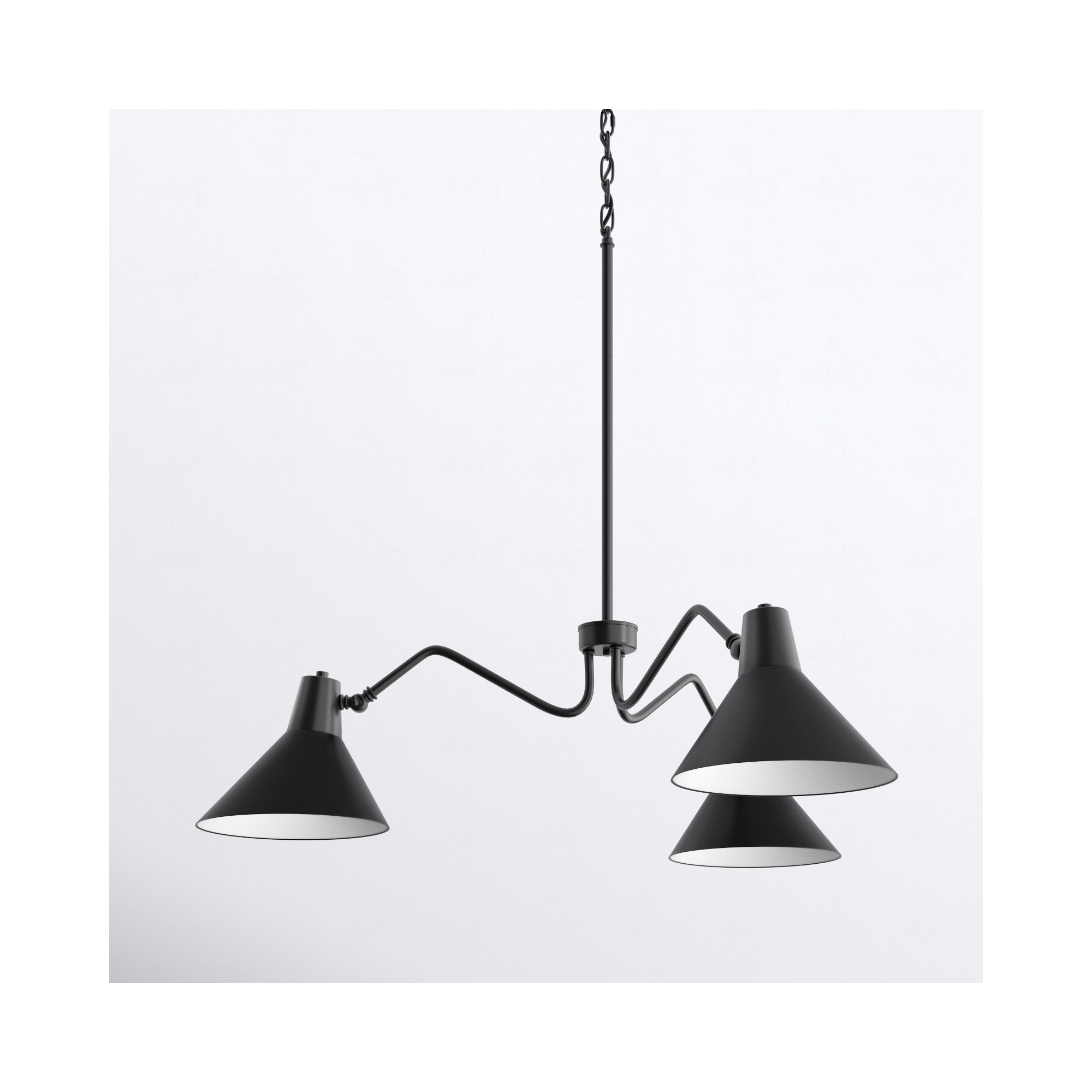 3 - Light Metal Dimmable Chandelier, Matte Black, Black