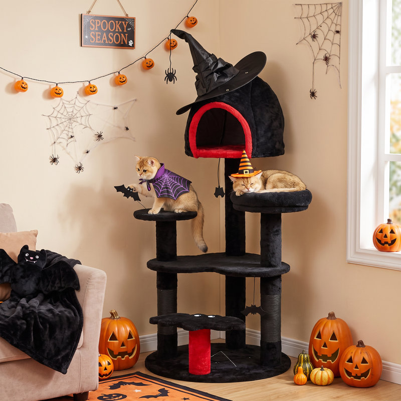 Gothic Cat Tree 155cm MultiLevel Cat Tower for Indoor Kittens Black