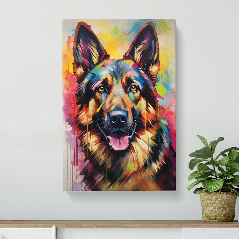 German Shepherd Informel No.2 - Wrapped Canvas, 60cm H x 40cm W x 3cm D