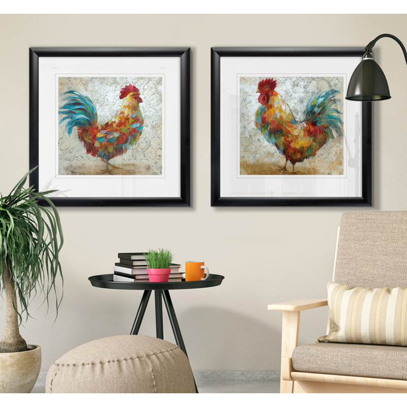 « original coq i », ensemble de 2 reproductions de peintures encadrées