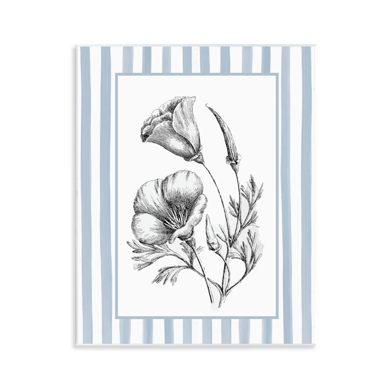 «Blossoming Flowers on Stripes», plaque murale avec lettres et lignes